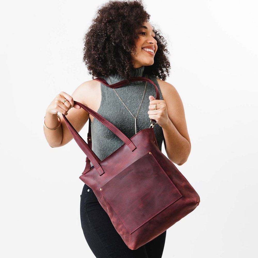 Leather merlot tote